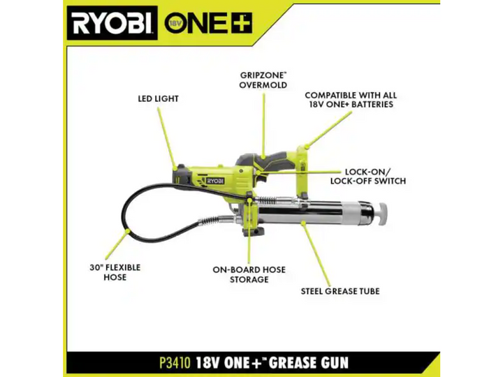 美國Ryobi + 18V 無線奶油槍/黃油槍套裝，附 2.0 AH 電池和 18V 充電器 RYOBI