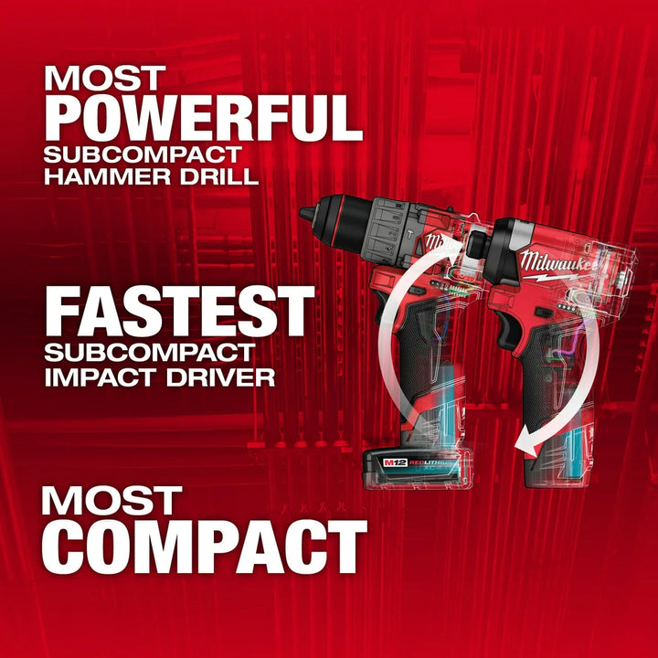 美版Milwaukee M12 FUEL  Gen 3 Hammer Drill & Impact 12V 2.0+4.0AH套裝（不含充電器） MILWAUKEE美沃奇（美行）