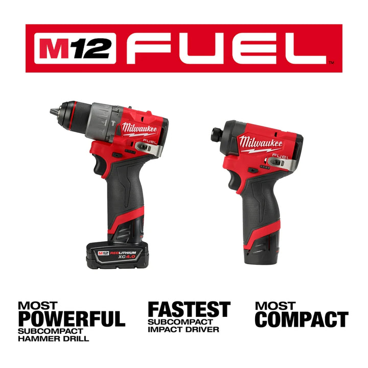 美版Milwaukee M12 FUEL  Gen 3 Hammer Drill & Impact 12V 2.0+4.0AH套裝（不含充電器） MILWAUKEE美沃奇（美行）