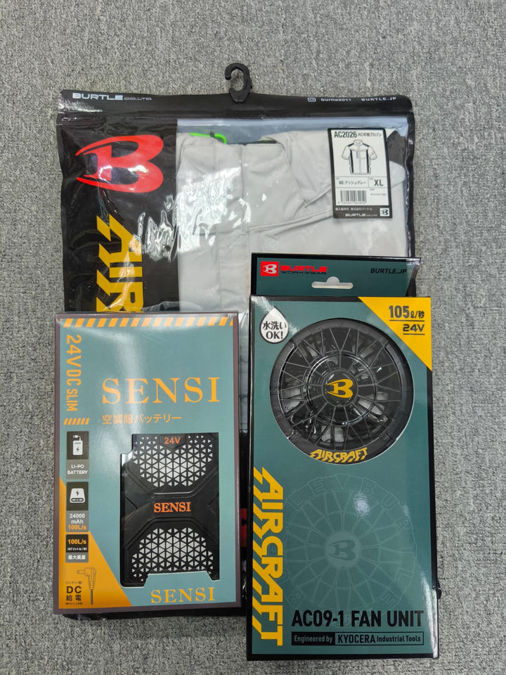 限時優惠2025最新款 24v Burtle AC2026 風扇衫XL+ 風扇+sensi 24v電池套裝（香港行貨），隨套裝附送b仔風扇專用線 Burtle