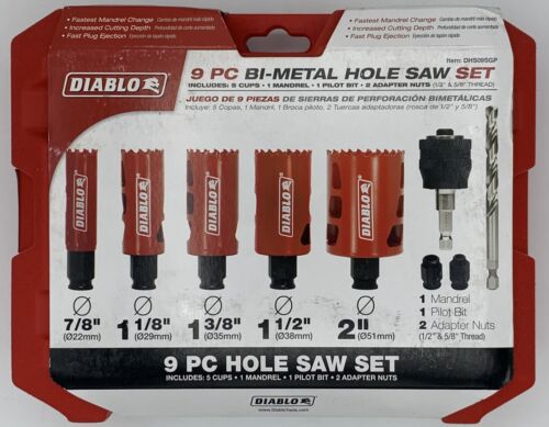 美國Diablo Tools 9 件雙金屬孔鋸套裝 美國Diablo