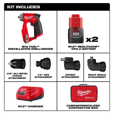 Milwaukee M12 FUEL 安裝鑽頭/起子2.0AH*2套裝+M12 REDLITHIUM™ HIGH OUTPUT™ XC5.0 *1（新品預購） MILWAUKEE美沃奇（美行）