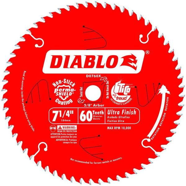 Diablo Tools 7-1/4 英寸 x 60 齒超精加工鋸片 美國Diablo