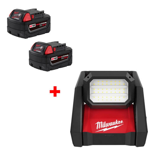 Milwaukee M18 XC5.0電池* 2PK+M18 泛光燈/ 1/4" 六角起子/1/2" 鎚鑽/吸塵機/砂紙機/萬用寶現貨 MILWAUKEE美沃奇（美行）