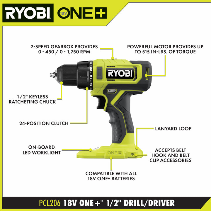 RYOBI ONE+ PCL1400K2 18V 無繩 4 工具組合套裝 1.5 Ah 電池*1+ 4.0 Ah 電池*1 RYOBI 良明（美行）