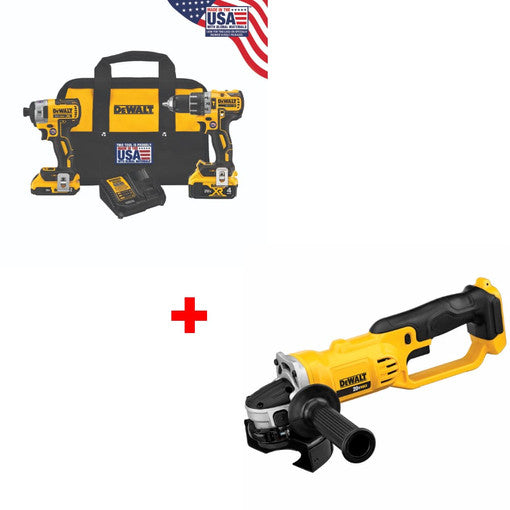 美國DEWALT 20V MAX XR 2-TOOL 套裝組合最大鋰離子 4 1/2" 磨床工具（預購15個工作天） DEWALT得偉（美行）