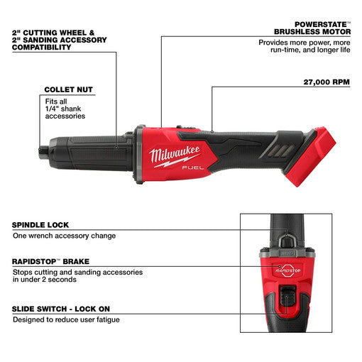 美行MILWAUKEE M18 FUEL 制動模磨機，滑動開關（淨機） MILWAUKEE美沃奇（美行）