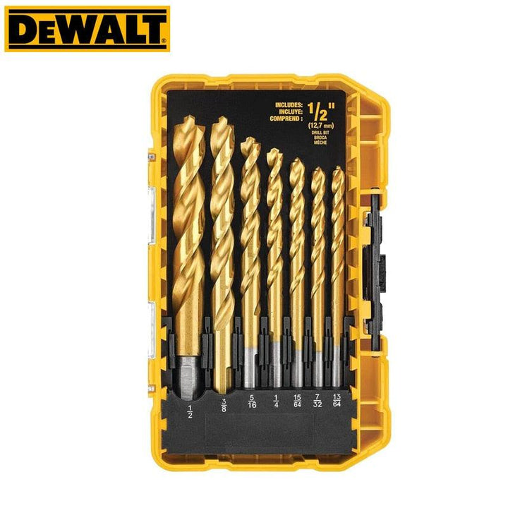 DEWALT DW1361 21-Piece Titanium Drill Bit Set Pilot Point Woodworking Metalworking  HSS High Speed Steel Twist Drill Bits DEWALT得偉（美行）