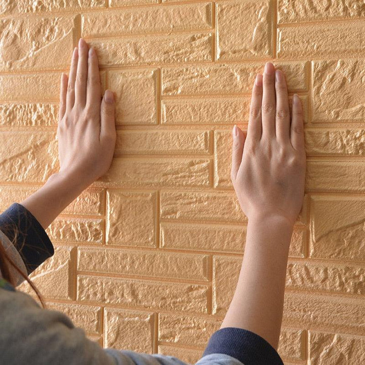 DIY 3D牆紙60cm X60cm 3D實心牆磚防水泡沫貼紙文化石背景牆裝飾防潮 家居用品