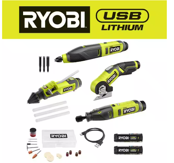 RYOBI USB 鋰 4 件工具業餘愛好組合套裝 RYOBI 良明（美行）