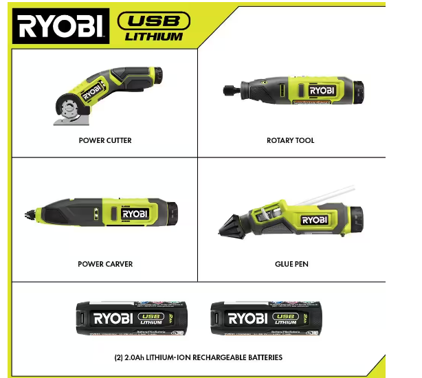 RYOBI USB 鋰 4 件工具業餘愛好組合套裝 RYOBI 良明（美行）